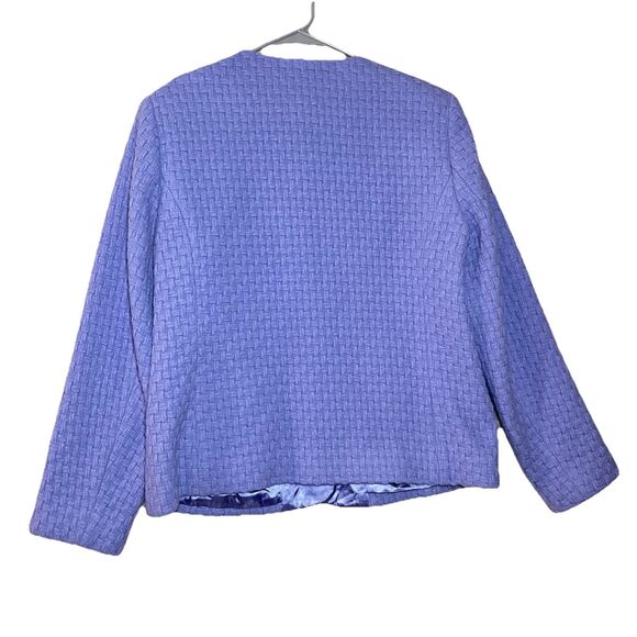 Appleseed’s Classic Wool Blend Blazer Women Size 14 Purple Textured Pockets - Picture 2 of 6